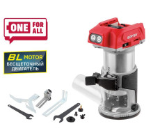 Аккум. фрезер кромочный WORTEX CMM 1835 в кор. ALL1 XLT SOLO БЕСЩЕТ., 18 В, цанга 6/8, рег. об, конс