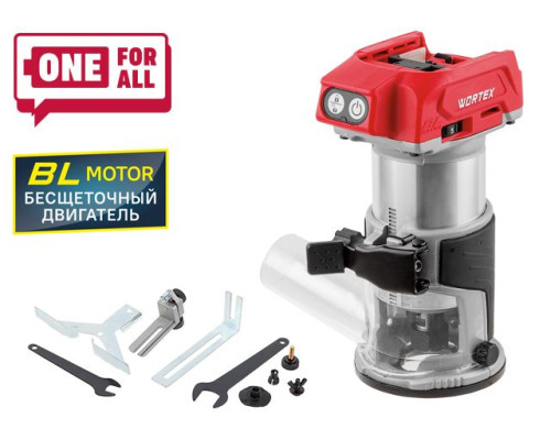 Аккум. фрезер кромочный WORTEX CMM 1835 в кор. ALL1 XLT SOLO БЕСЩЕТ., 18 В, цанга 6/8, рег. об, конс