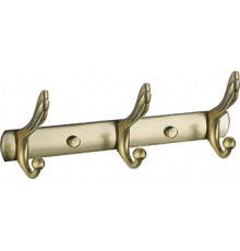 743  Планка VIKO с 3-мя крючками, Lобщ=245мм, в пакете, (нерж+цинк), Bronze