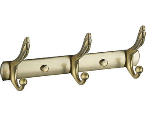 743  Планка VIKO с 3-мя крючками, Lобщ=245мм, в пакете, (нерж+цинк), Bronze