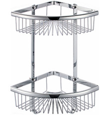 Полка настенная угловая (двойная) с крючками VIKO 220*220*425 хром (нержавеющая сталь)