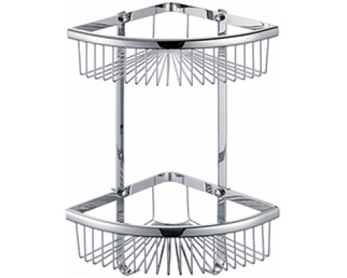 Полка настенная угловая (двойная) с крючками VIKO 220*220*425 хром (нержавеющая сталь)