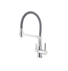 Смеситель VIKO  V-5606 для кухни, серый, излив гибкий, поворотный, под фильтр, латунь