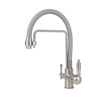 Смеситель VIKO  V-5618 , серебро, излив гибкий, поворотный, под фильтр, латунь
