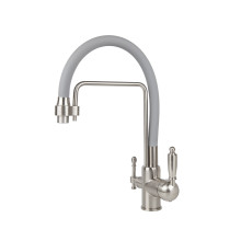 Смеситель VIKO  V-5618 , серебро, излив гибкий, поворотный, под фильтр, латунь