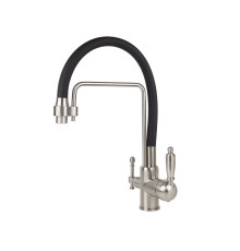 Смеситель VIKO  V-5615 , чёрный, излив гибкий, поворотный, под фильтр, латунь