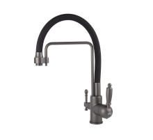 Смеситель VIKO  V-5617 , чёрный, излив гибкий, поворотный, под фильтр, латунь