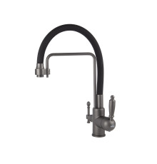Смеситель VIKO  V-5617 , чёрный, излив гибкий, поворотный, под фильтр, латунь