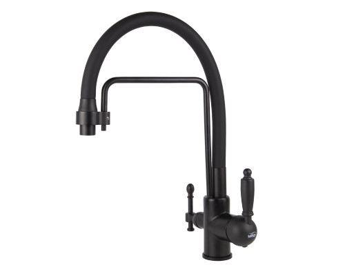 Смеситель VIKO  V-5612 , чёрный, излив гибкий, поворотный, под фильтр, латунь