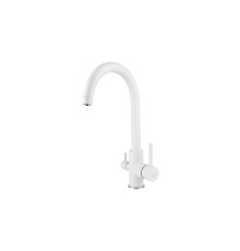Смеситель VIKO  V-5144 для кухни, белый матовый, излив поворотный, латунь