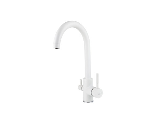 Смеситель VIKO  V-5144 для кухни, белый матовый, излив поворотный, латунь
